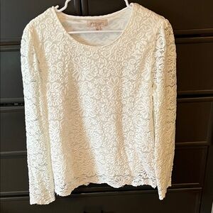 Philosophy Ivory Floral Lace Long Sleeve Top